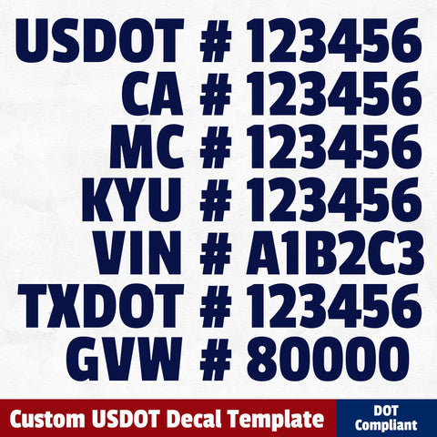 usdot ca mc kyu vin txdot gvw decal sticker