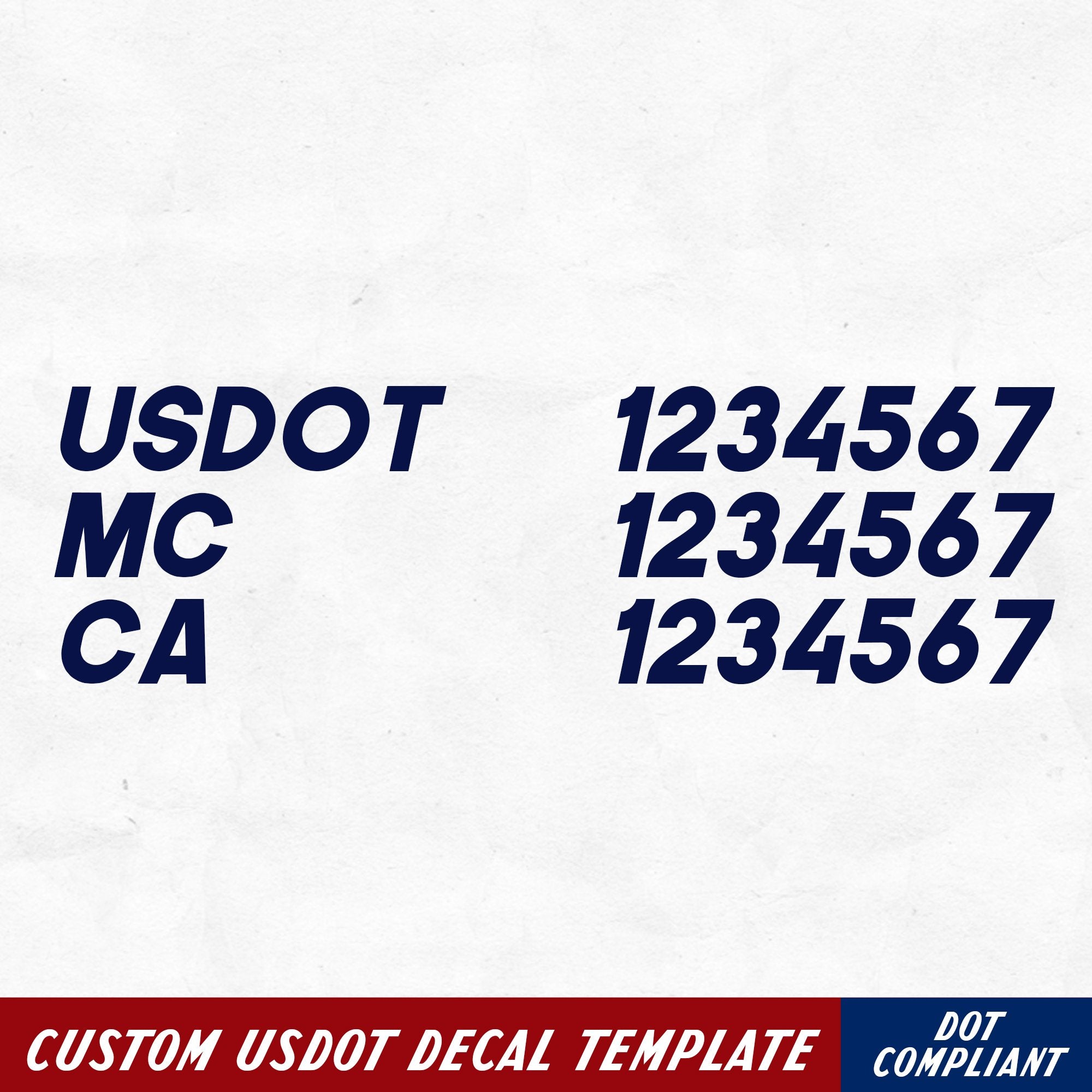 usdot, mc & ca number decal sticker