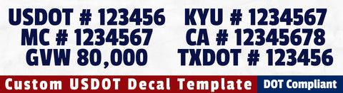 usdot mc gvw kyu ca txdot decal