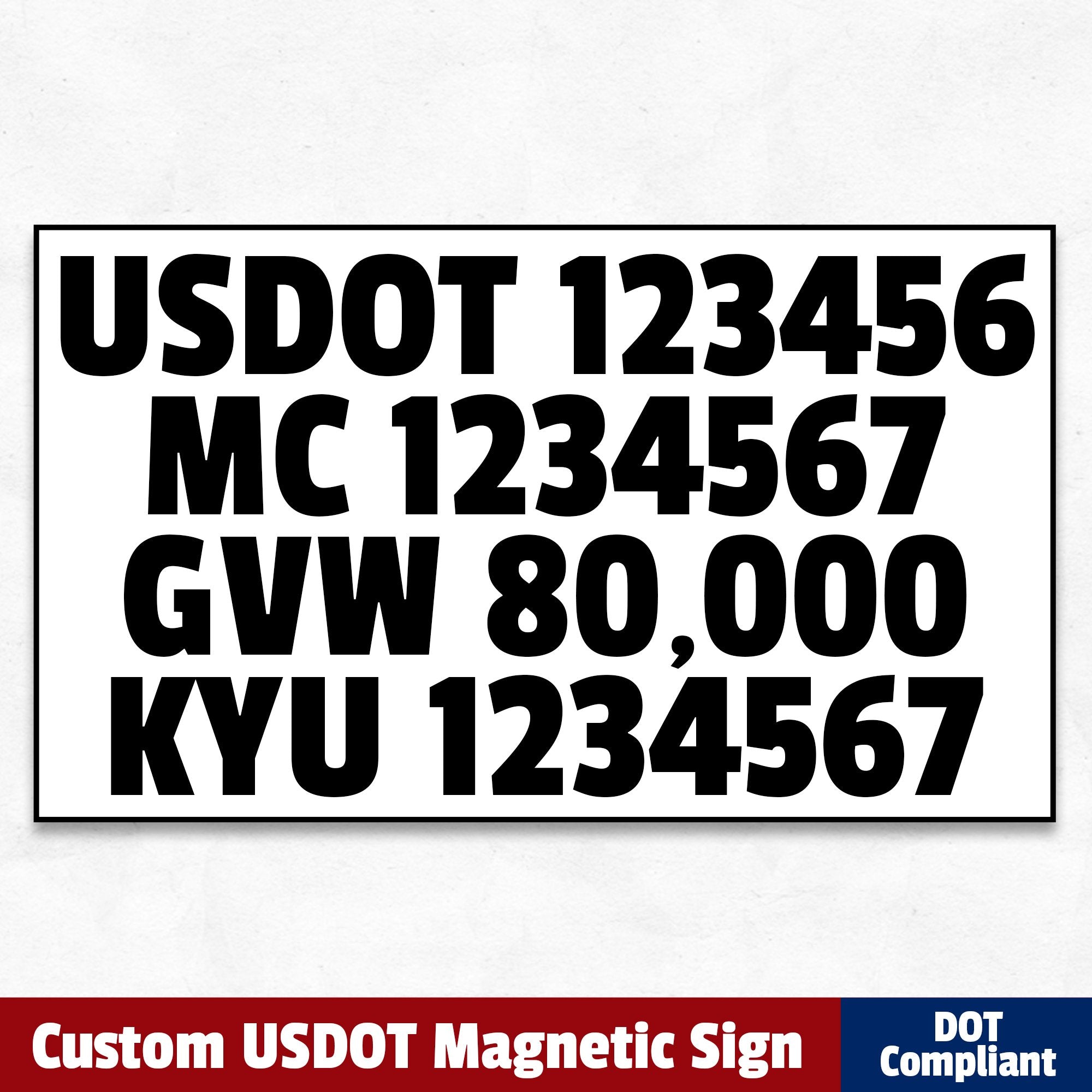 usdot mc gvw kyu magnetic sign