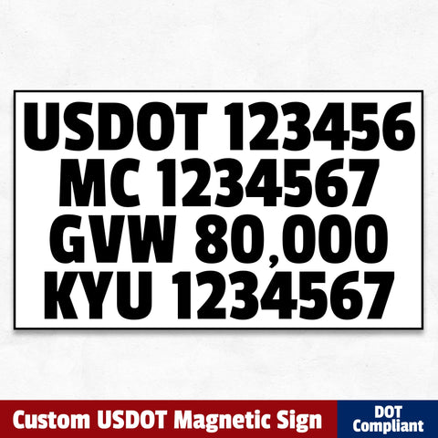 usdot mc gvw kyu magnetic sign