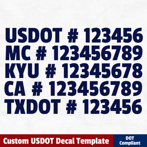 usdot mc kyu ca txdot decal