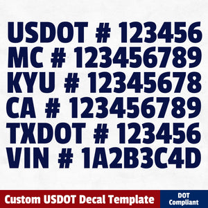 usdot mc kyu ca txdot vin number decal