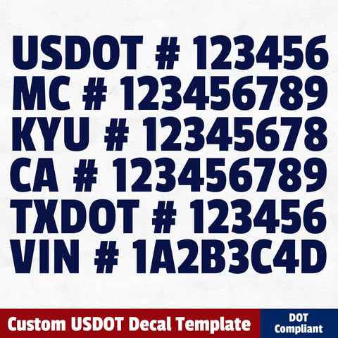 usdot mc kyu ca txdot vin number decal